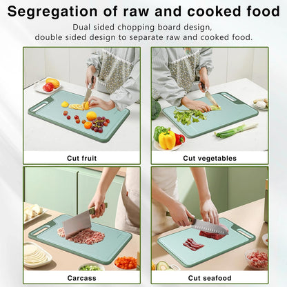 Cutting Boards for Kitchen,Large Cutting Board Set of 2,Non-Slip Cutting Board with Dandle and Juice Groovenon,Dishwasher Safe Cutting Boards (Green)