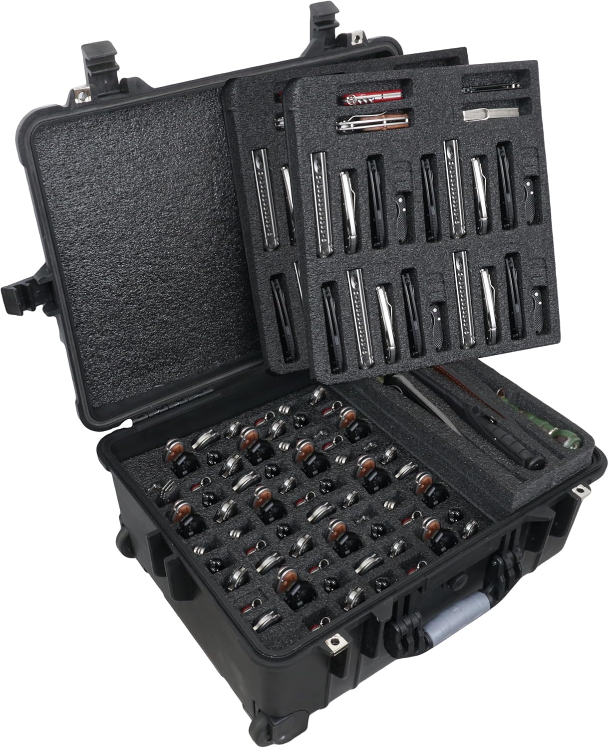 Case Club 147 Folding Knife Case - Hard Sided Travel and Storage Organizer fits a Variety of Folding Knives, Swiss Army Knives, Butterfly Knives, Fixed Blades & More. Lockable, Rugged, Waterproof.