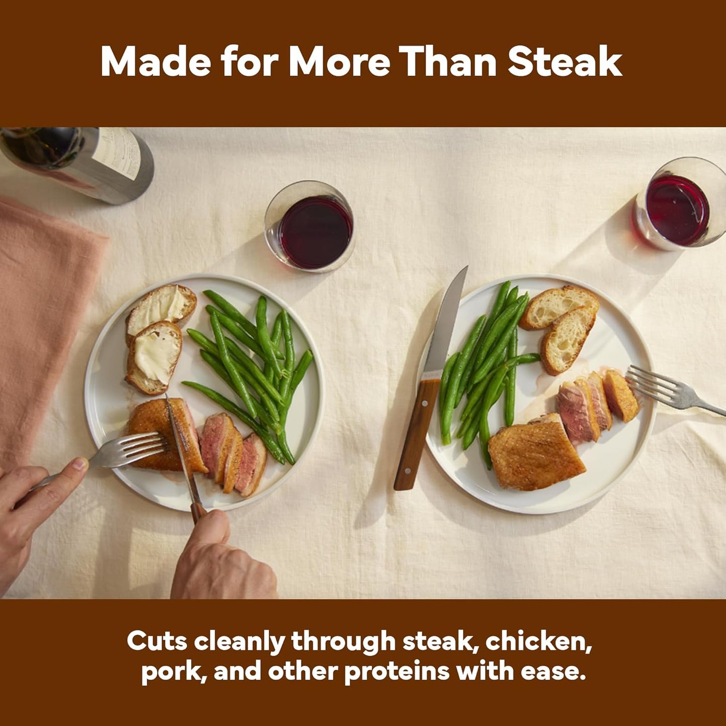 Misen Steak Knives Set of 4 - Precision Serrated Blades for Effortless Dining - Stainless Steel - Superior Cuts with Four Steak Knives Handles - Black