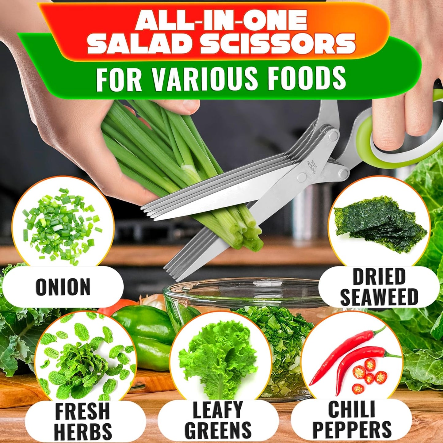 Stainless Steel Poultry Shears – Heavy Duty Kitchen Shears for Food with Hardened Blades, One-Hand Safety Lock, Spring Mechanism, Dishwasher Safe – Chicken, Meat Cutting, Turkey, Fish, and Vegetables
