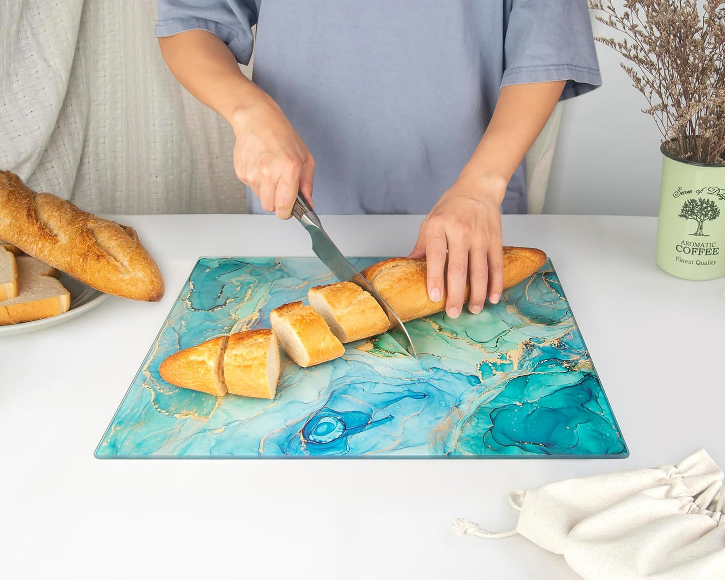 Kitchenville Glass Cutting Board 20”x16”: Tempered Glass Kitchen Counter Protector - Durable- Scratch-Resistant, Heat-Proof - Clear Design