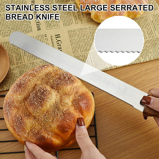 ATB Multiple Serrated Bread Knife, Bread Slicer For Homemade Bread, 9.6 Inch Stainless Steel Sharp Blade Edge Cake knife, Bread Cutter for Slicing Crusty Sourdough Bread