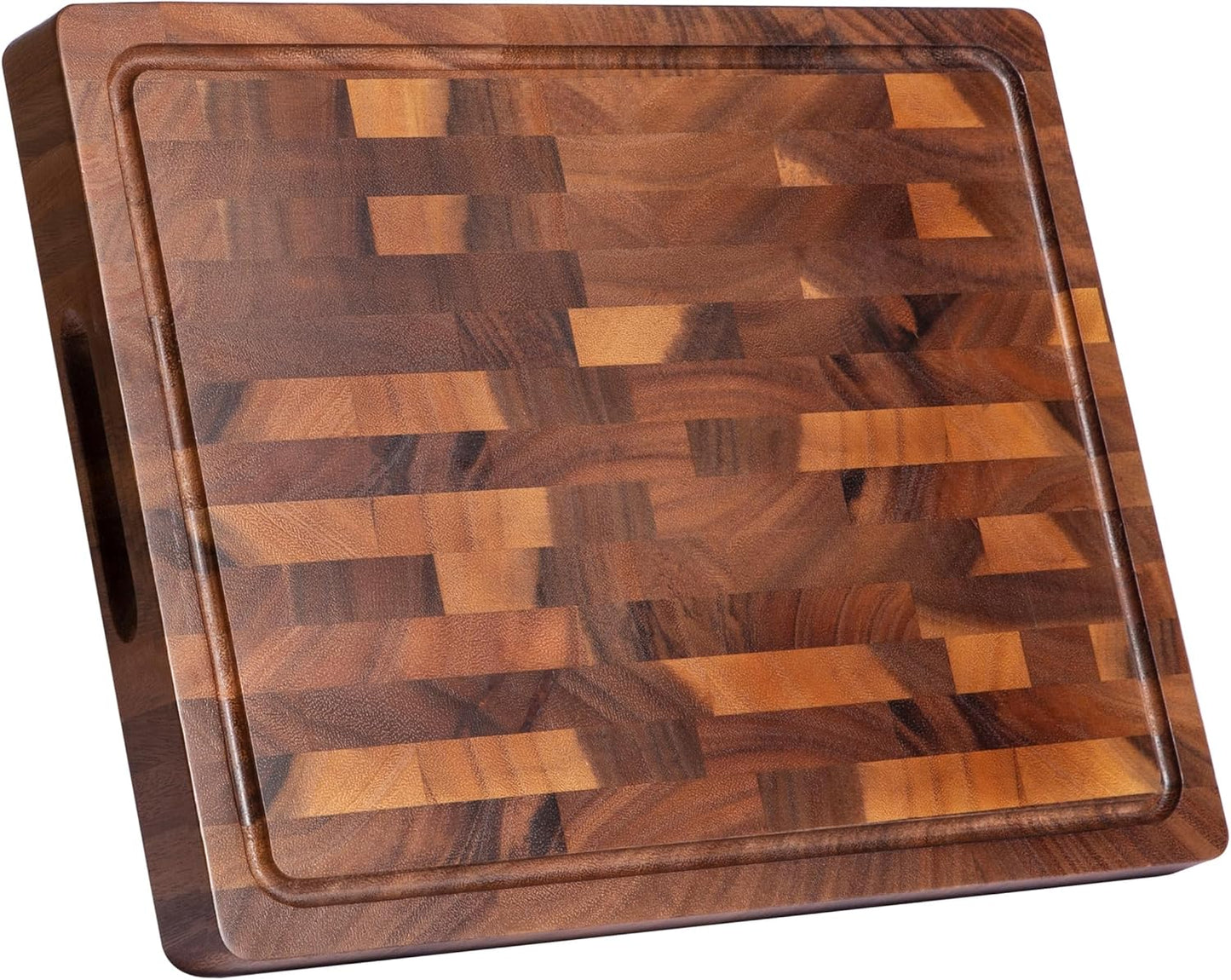Walnut Cutting Boards for Kitchen, End Grain Wooden Cutting Board Double Sided, Thick Chopping Board with Handle, Large Charcuterie Butcher Block Meal Prep & Serving with Gift Box, 17"×13"×1"