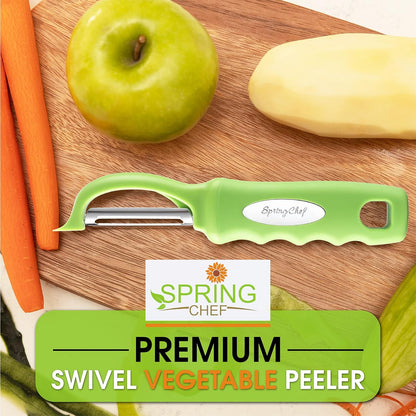 Spring Chef Premium Swivel Vegetable Peeler, Soft Grip Handle and Ultra Sharp Stainless Steel Blades - Perfect Kitchen Peeler For Veggie, Fruit, Potato, Carrot, Apple - Black