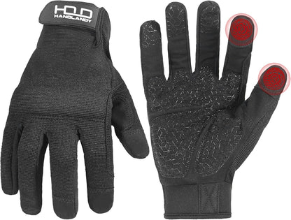 HANDLANDY Work Gloves for Men & Women, Utility Mechanic Working Gloves Touch Screen, Flexible Gardening Gloves for Yard