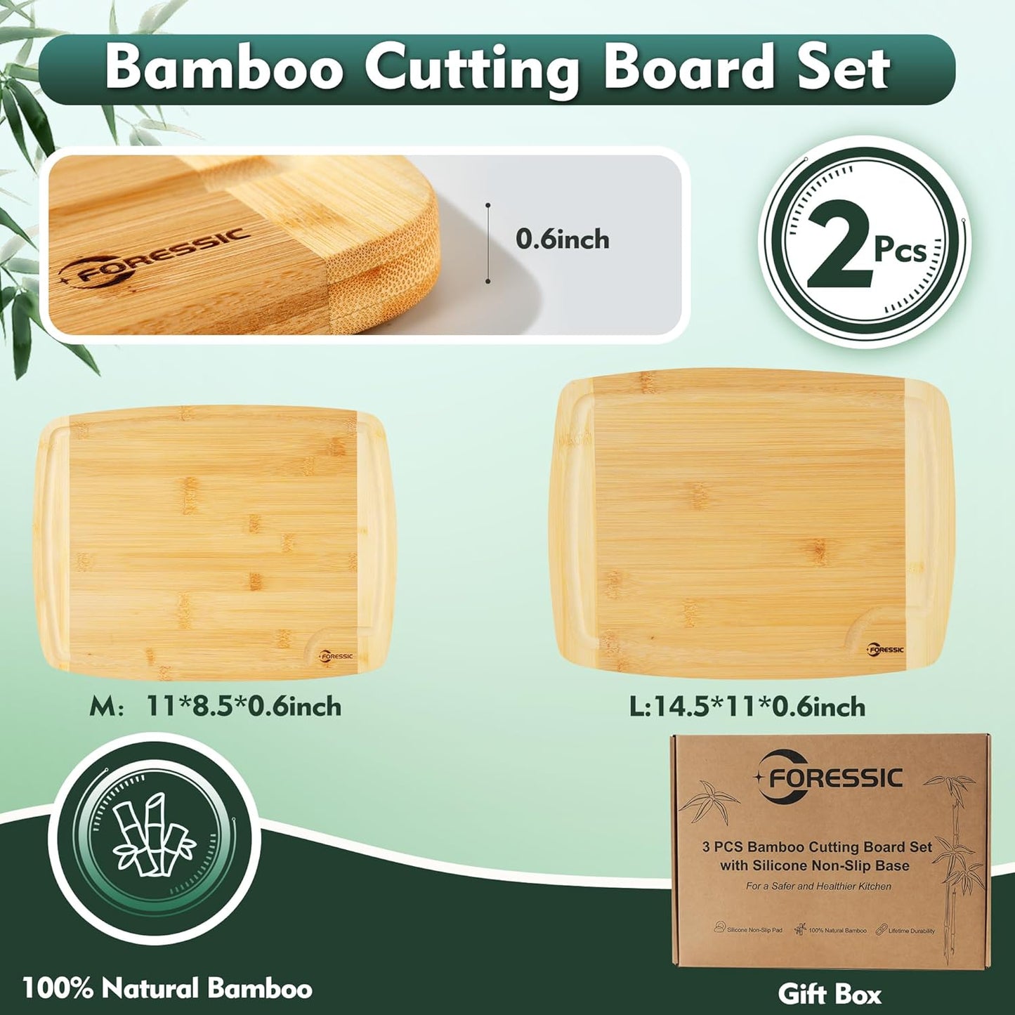 Wood Cutting Board Carbonized Bamboo Set With Smooth Surface Set 4 Packs with Non Slip Feet Holder and Over Sink Solid Thick Durable Wood Charcuterie Cheese Serving Tray Kitchen Gadgets (Carbonized)