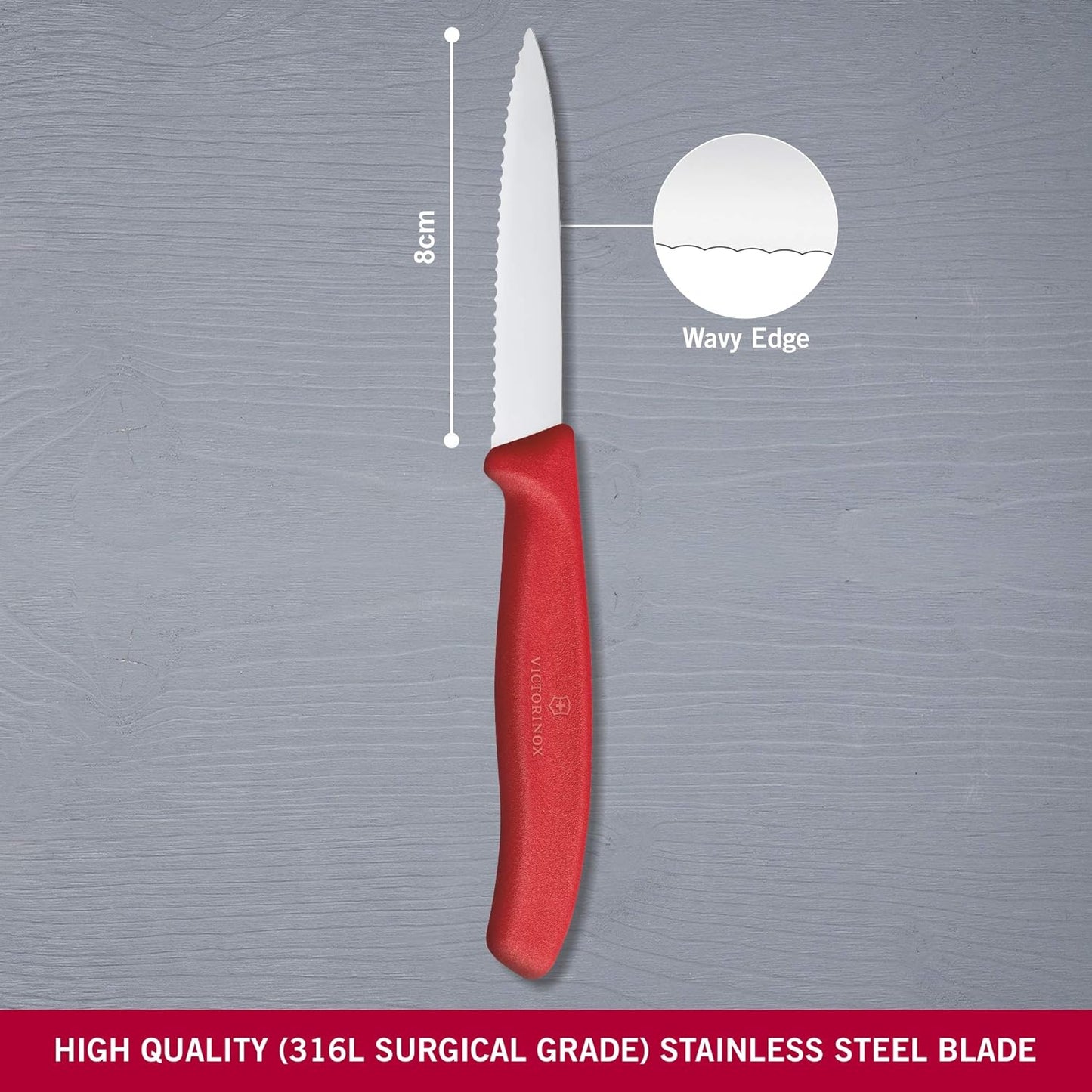 "Victorinox VIC-6.7631 Swiss Classic Paring 3¼"" Serrated Spear Point Blade 5/8"" width at handle Red", multicolor, m