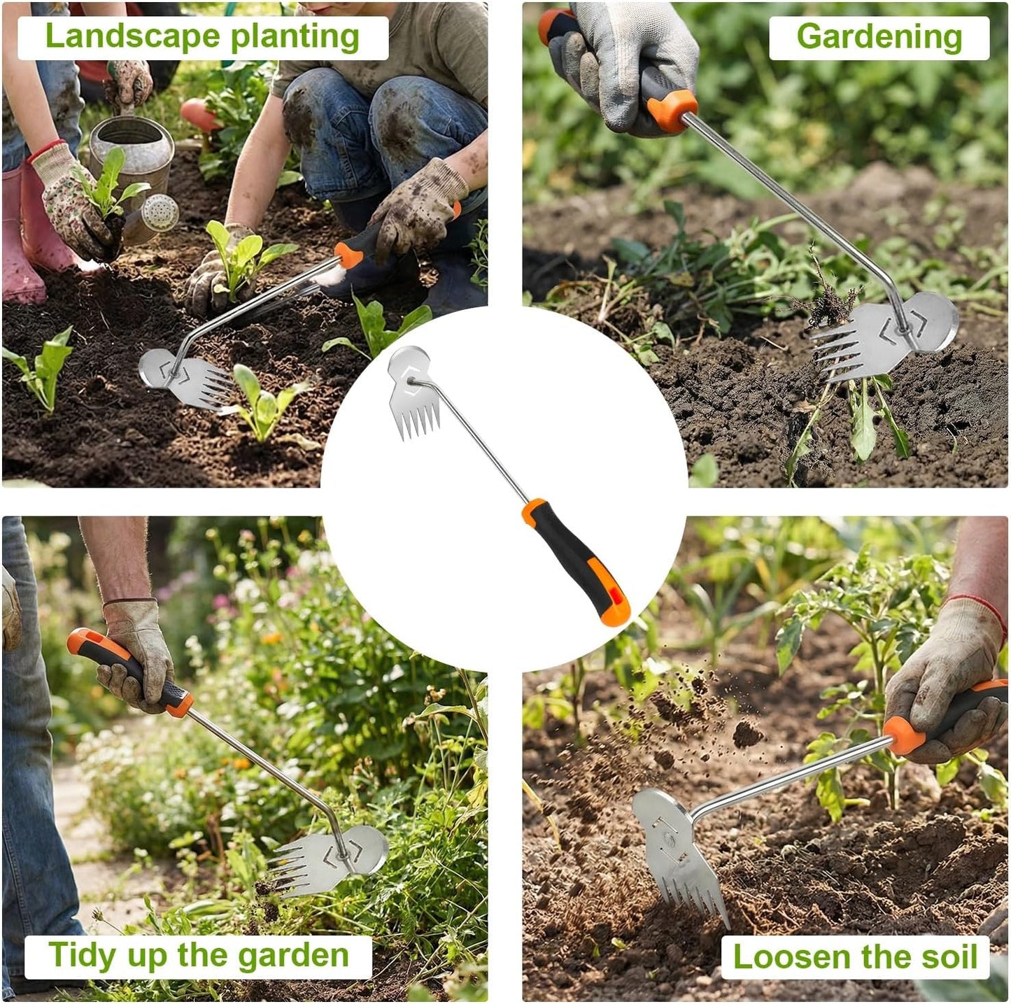 Garden Tools,Weeder Tool,Portable Weeding Tool,Garden weed pulling tool,Adopt Anti Slip Handle,Conforms to Ergonomic Curves,Weed puller tool Suitable for Farm Planting,Gardening(Black Orange Handle)