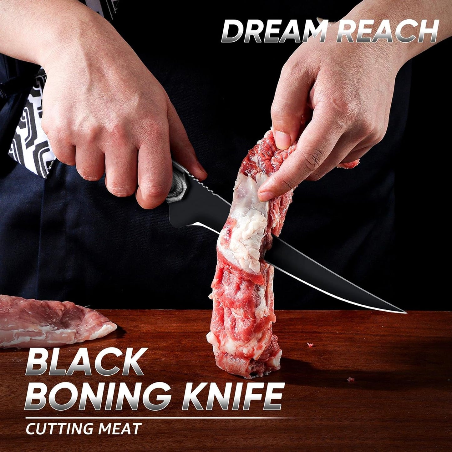 Dream Reach Kiritsuke Chef Knife - High Carbon Steel Sharp Kitchen Knife with Full Tang Handle, Hand Forged Black Cooking Knives for Birthday Mother Father Gift