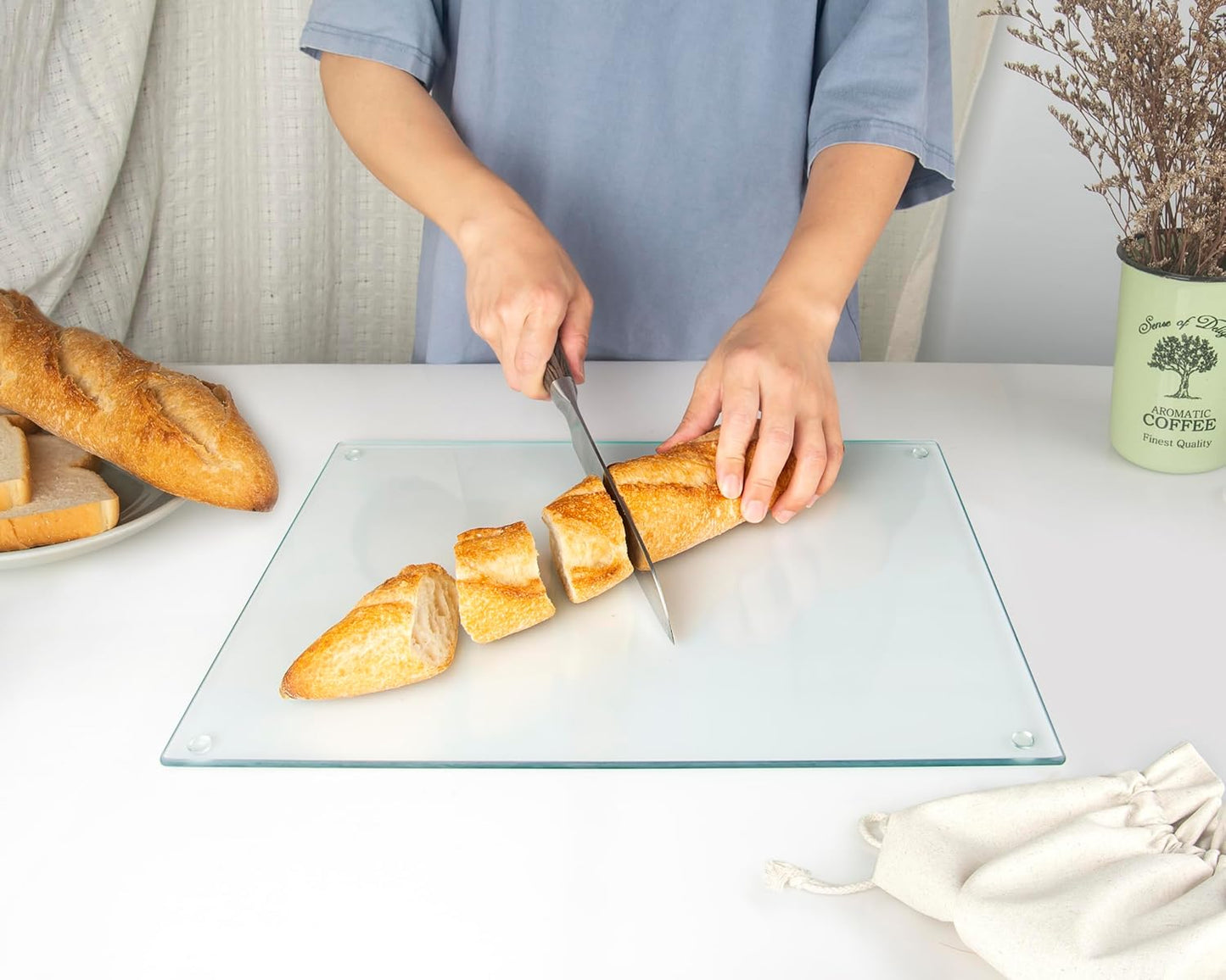 Kitchenville Glass Cutting Board 20”x16”: Tempered Glass Kitchen Counter Protector - Durable- Scratch-Resistant, Heat-Proof - Clear Design