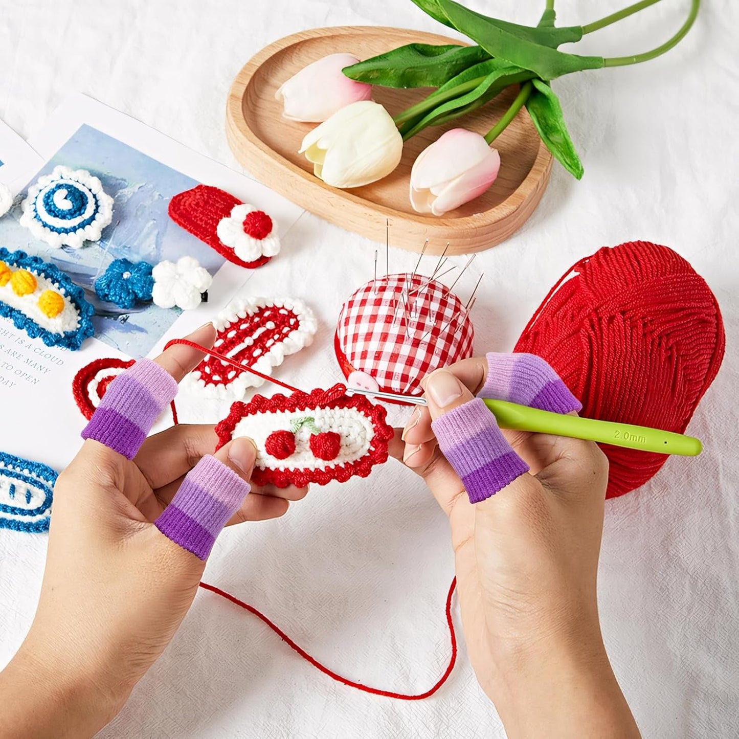 20Pcs Crochet Finger Guard Protectors Covers Compression Knitting Finger Sleeves Protects Finger Cushion for Writing