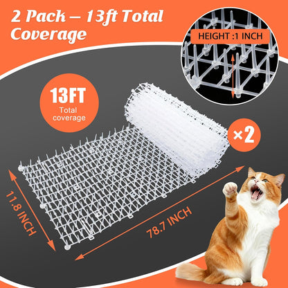 6.5ft Cat Scat Mat with Soft Spikes, Humane Indoor/Outdoor Cat Deterrent Mat for Garden, Countertops & Furniture, 78" x 11" Plastic Repellent Strip