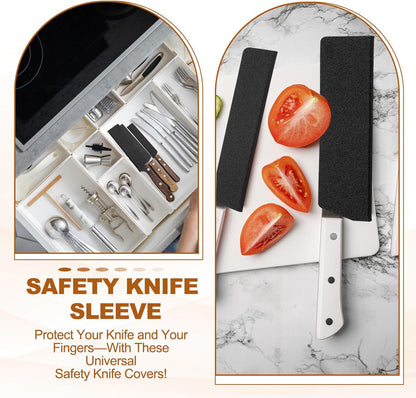 PATIKIL ABS Knife Cover Sleeves, 9x2 Inch Knife Blade Edge Guard Sheath Universal Blade Protector Flocking for Home Kitchen, Black