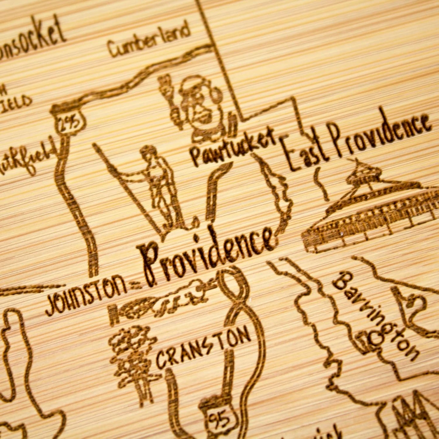 Totally Bamboo A Slice of Life New Jersey State Serving and Cutting Board, 11" x 8.75" - Colors B