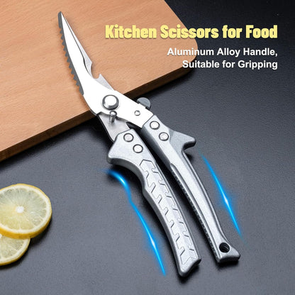 FrutPunch Kitchen Scissors for Food, Super Sharp Poultry Shears, Kitchen Shears Heavy Duty, Spring-loaded Multi-Purpose Scissors for Cooking, Butchering, and Cutting