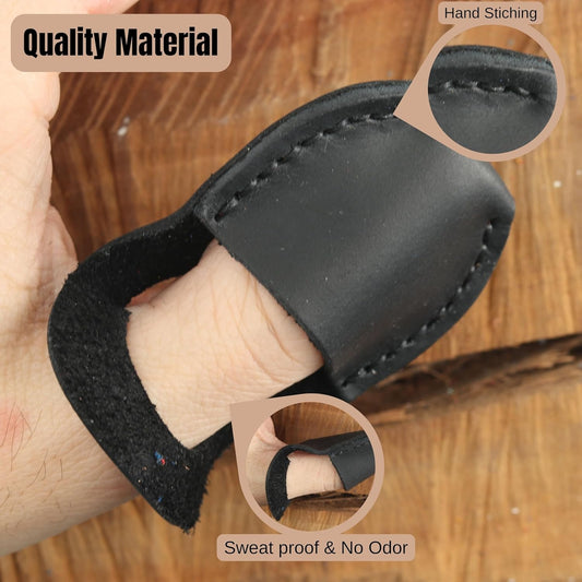 Toprank Leather Thumb Guard for Wood Carving - Premium Full Grain Leather Finger Protector, Handmade Carpenter Carving Kit Accessory (Tan)