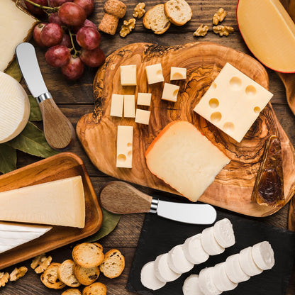 Butter Knife Spreader, Cheese Spreader Knives Set of 4, Stainless Steel Butter Knives with Acacia Wood Handle, Small Cheese Knives for Cold Butter, Soft Cheese Spreader, Jam, Charcuterie, Pastry