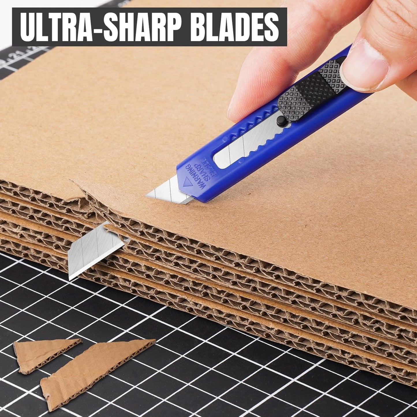 4 Pack Box Cutter Retractable, Utility Knife 9MM Wide Snap-Off Blades, Exacto Knife for Cutting Box, Wrapping, Cardboard, Extended Razor Knife, Box Opener Perfect for Office, Home, School