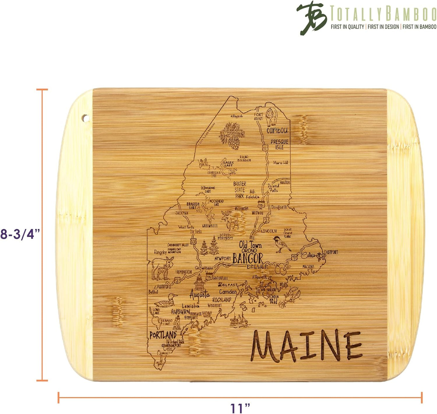 Totally Bamboo A Slice of Life New Jersey State Serving and Cutting Board, 11" x 8.75" - Colors A