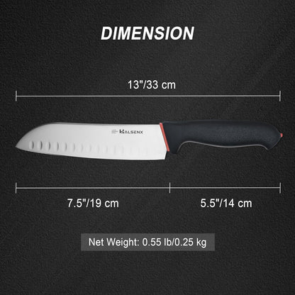 5-Piece Professional Kitchen Knife Set - 8" Chef, 7" Santoku, 5.5" Utility Knives, In-Drawer Knife Storage & Sharpener - Non-Slip Softgrip Handle for Home Kitchen