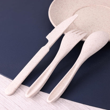 Wheat Straw Travel Utensils Set with Case - Kids Cutlery Set - BPA Free Portable Silverware for Lunch Box - Fork Spoon Knife Set with Case - Eco Friendly - Reusable Utensils