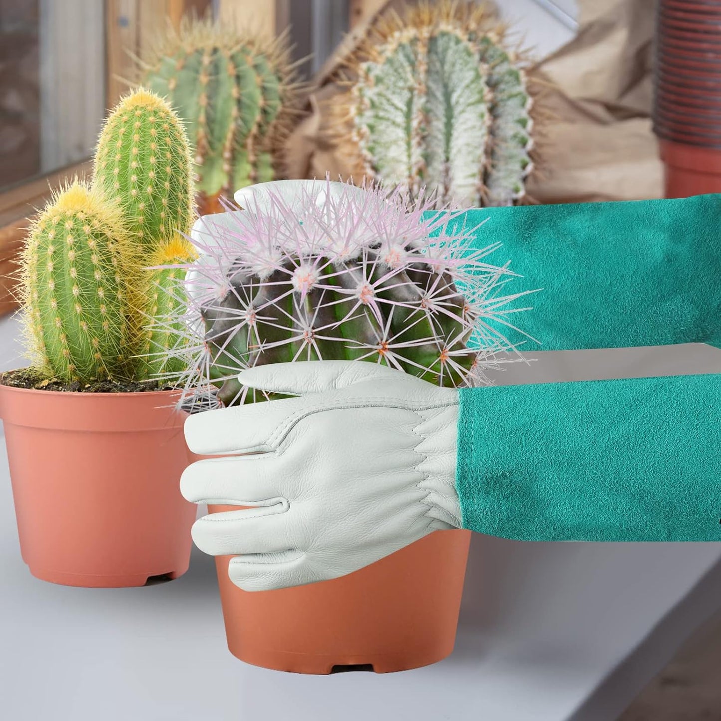 Long Gardening-Gloves Women/Men-Thorn proof Rose Pruning Heavy Duty Gauntlet, Best Garden Gifts for Gardener-L