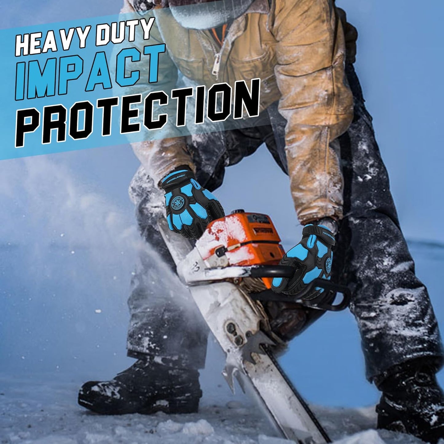 HANDLANDY Winter Cut Resistant Impact Resistant Work Gloves for Men, Padded Palm Grip Heavy Duty Working Glove (Medium, Yellow)