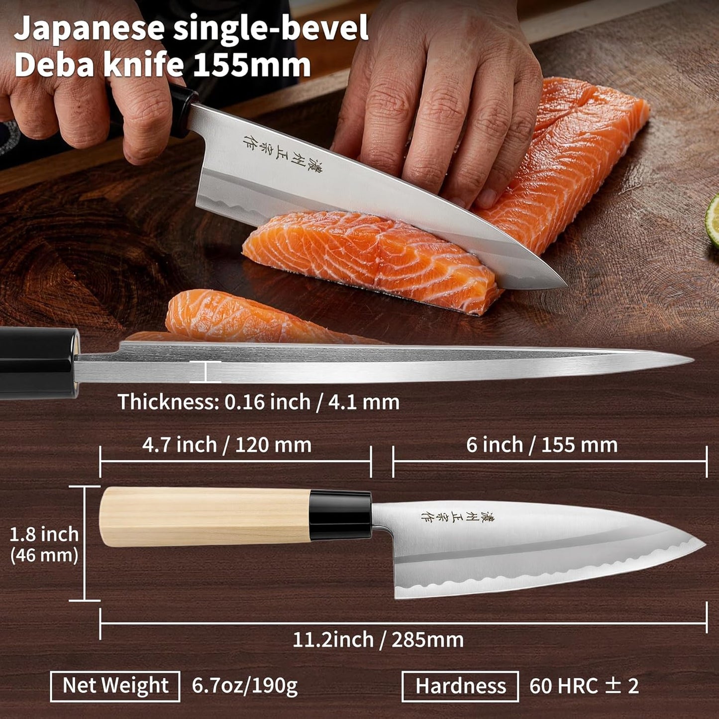 6.7 Inch Santoku Knife, Made in Japan, High Carbon Molybdenum Stainless Steel Japanese Chef Knife with Sakura Handle, Kitchen Knife for Slicing Meat, Vegetable & Fruit