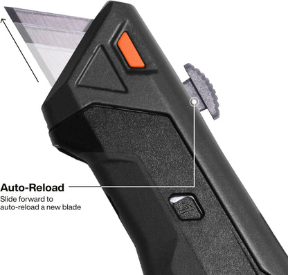 Klein Tools 44308 Auto-Loading Retractable Utility Knife, Utility Box Cutter, Dual-Sided 10 Blade Magazine, Standard and Hook Blades, Professional Work Knife