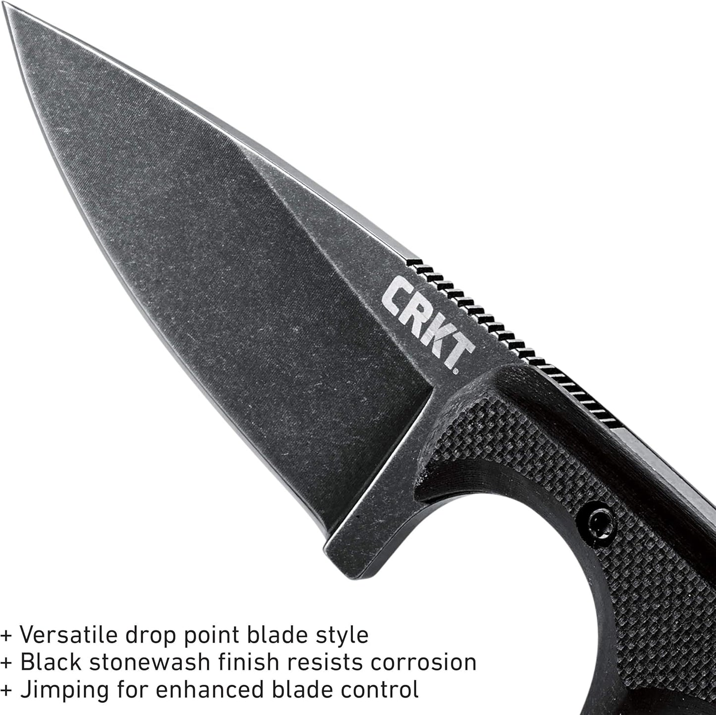 CRKT Minimalist Bowie Outdoor Survival Fixed Blade Knife with Sheath: Stainless Steel Plain Edge Blade, Micarta Handle, 2387