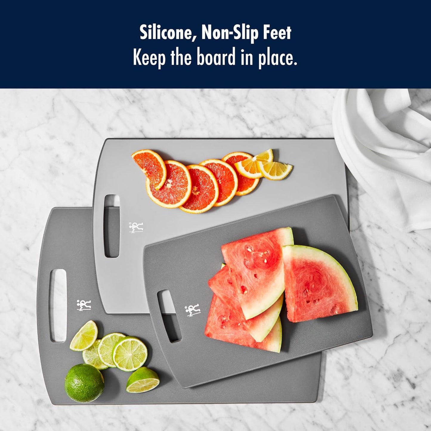 Henckels 3-pc Plastic Cutting Board Set - Grey