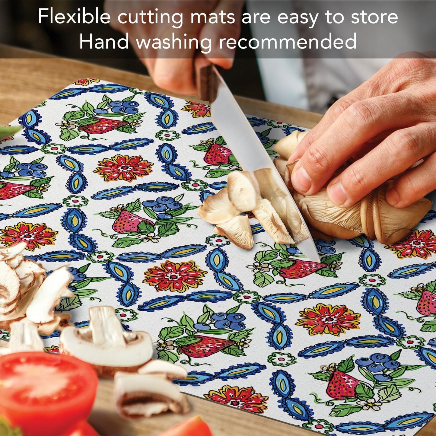 Cut N' Funnel Farmhouse Fall Designer Flexible Cutting Board Mat 15" x 11.5" Made in the USA Decorative Flexible Easy to Clean
