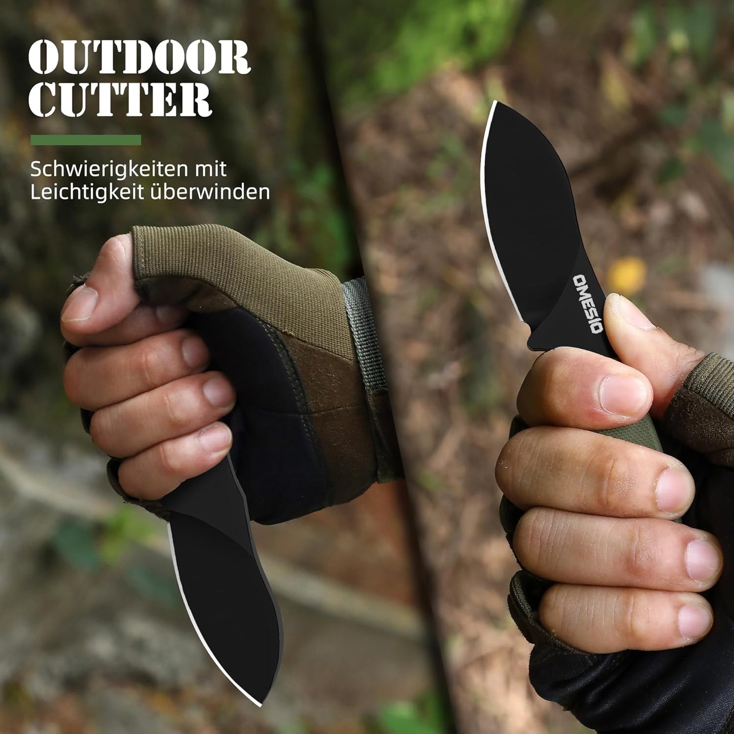Omesio Neck Knife, Full Tang EDC Knife Necklace for Men, 5.82" Fixed Blade with Kydex SHeath and Clip, Nessmuk Blade Small D2 Steel G10 Handle for Outdoor, Survival, Camping