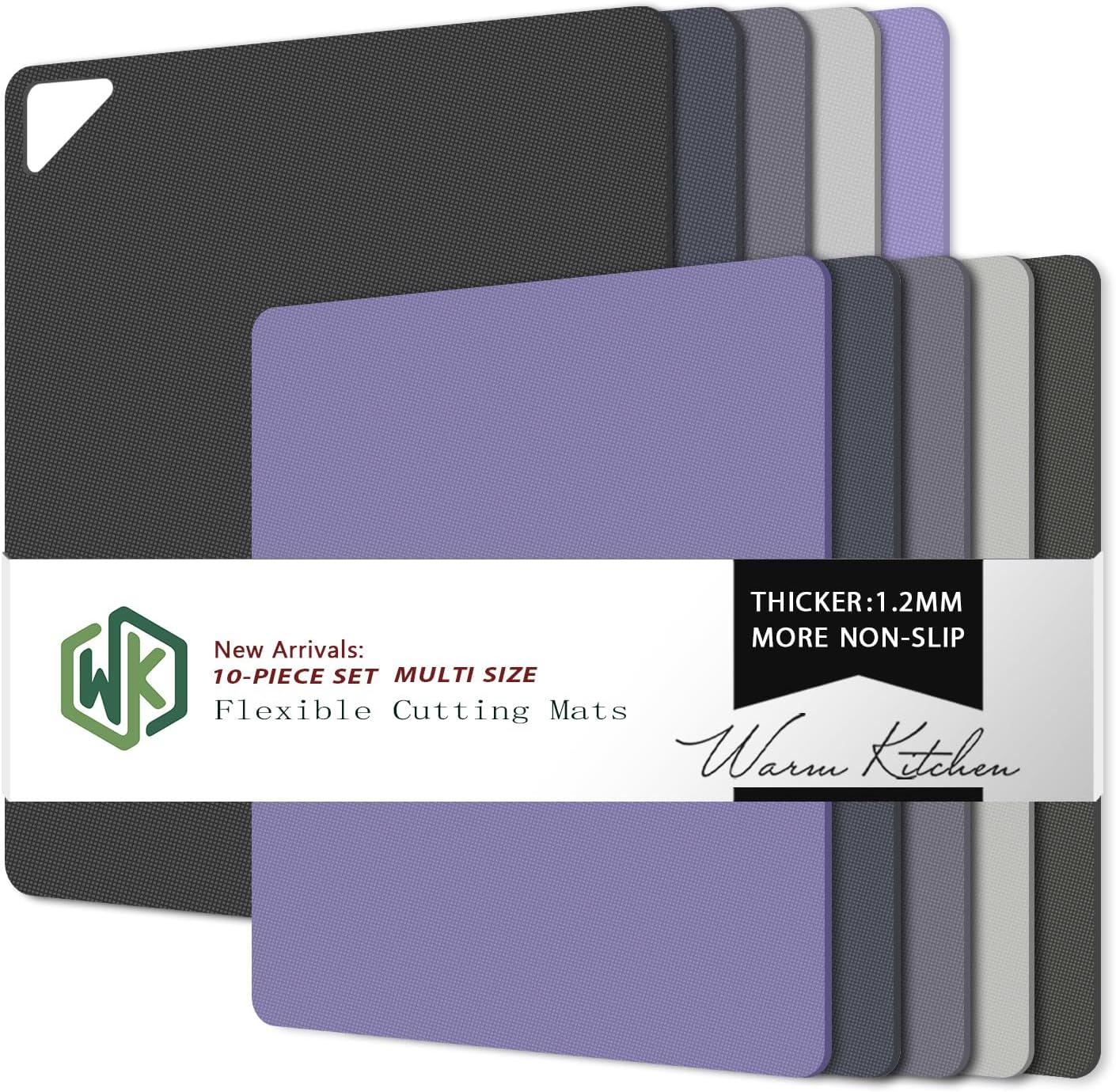 WK Flexible Plastic Cutting Boards Mats for Kitchen, Flexible Non Slip Cutting Mat, Thin Cutting Sheets, BPA Free, Dishwasher Safe, Multi Sizes
