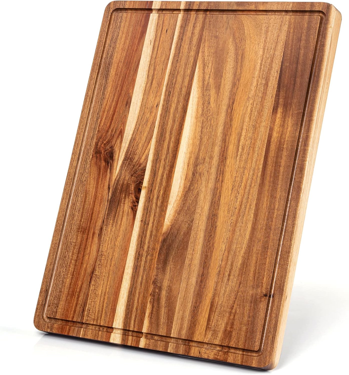 GarveeHome 18 in x 12 in Acacia Wood Cutting Board, 1 in Thick Chopping Board with Deep Juice Groove and Back Inner Handles, Kitchen Butcher Block Cutting Board for Meat, Vegetables and Fruit