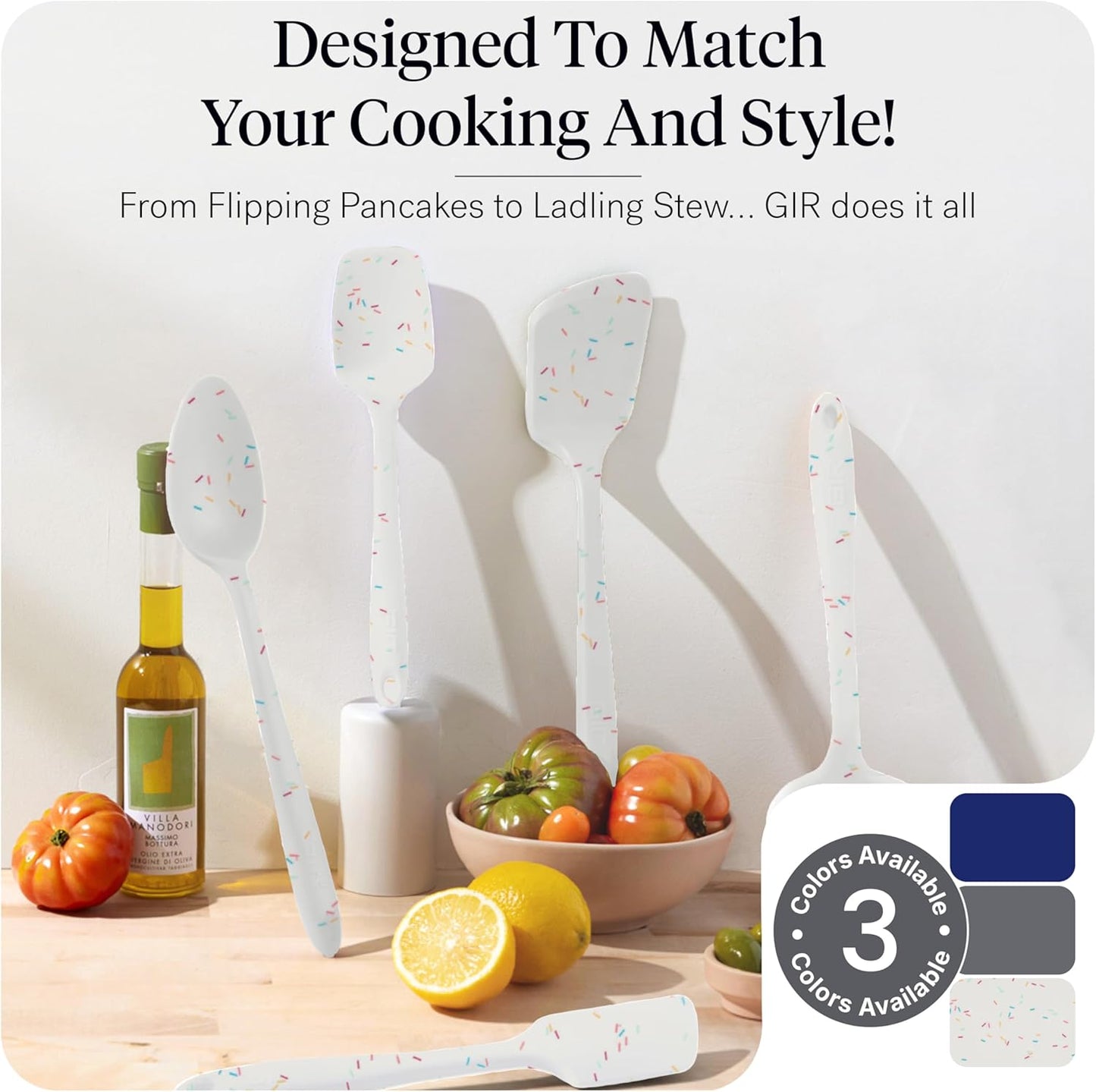 GIR: Get It Right 5 Piece Silicone Ultimate Kitchen Utensils Set - Ladle, Spatula, Flip, Spoon & Spoonula - Non-Toxic Cooking Utensils for Nonstick Cookware, Cooking and Baking - Red