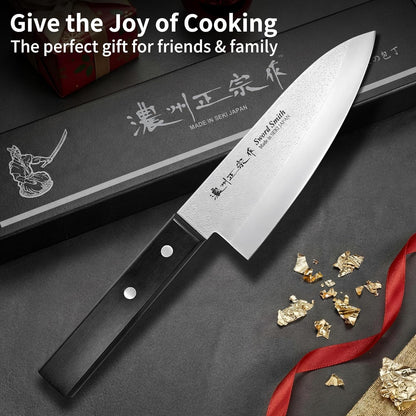 8 Inch Japanese Chef Knife, Made in Japan, Full Tang High Carbon Molybdenum Stainless Steel Gyuto Knife with Hammered Finish for Rock Chopping Meat, Fish and Vegetables