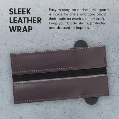 Messermeister 6.5" Black Magnetic Leather Edge-Guard - Handcrafted, Stylish & Functional Safety Accessory for Knife - 2 Blade Entry Notches - 6.5" x 1.625"