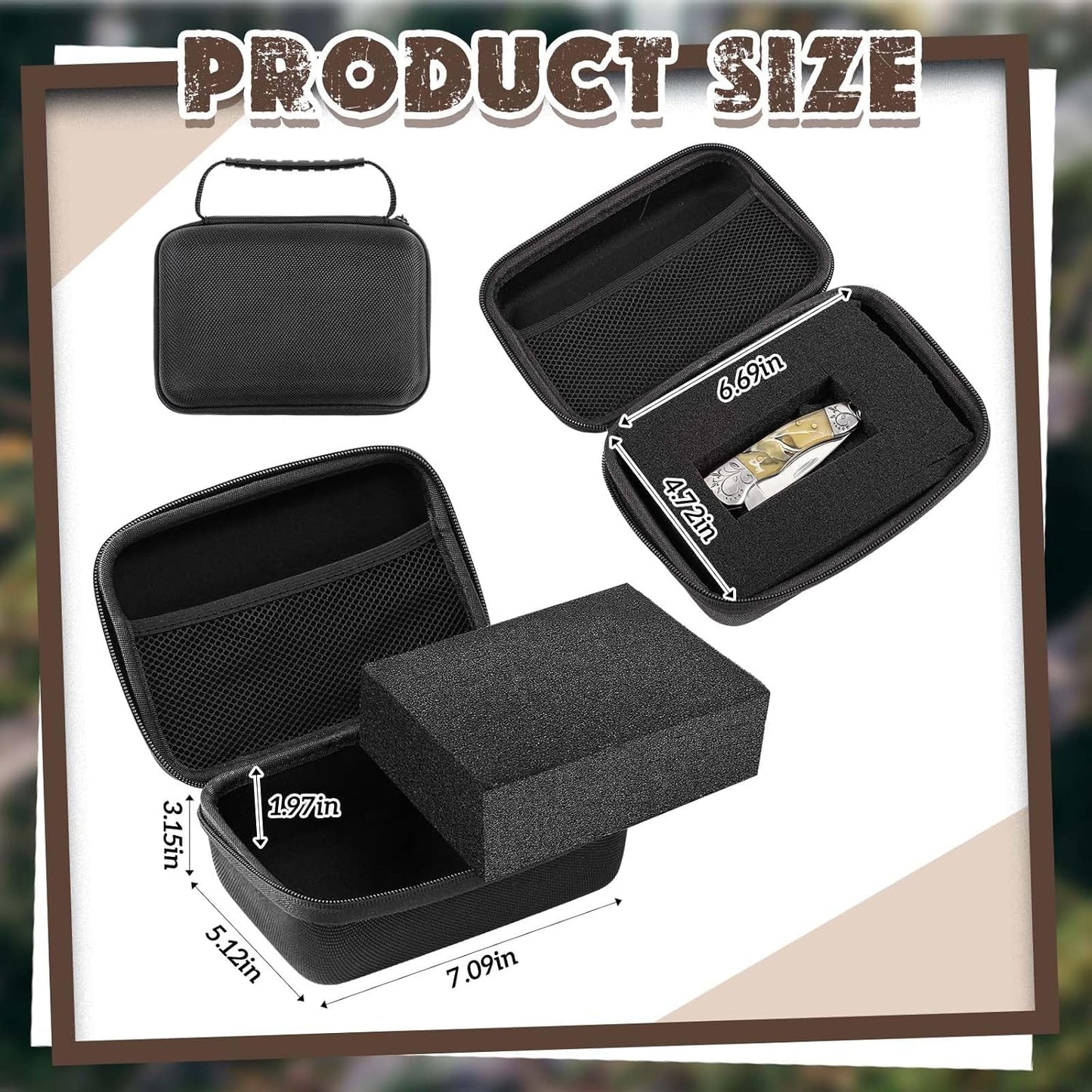 Relaxweex EVA Hard Case with Customizable Foam 7.8 x 6.3 x 3.5 Inch Protective EVA Carrying Case Shockproof Outdoor for Camera, Digital Products, Electronic Instruments with Knife, Black and Red