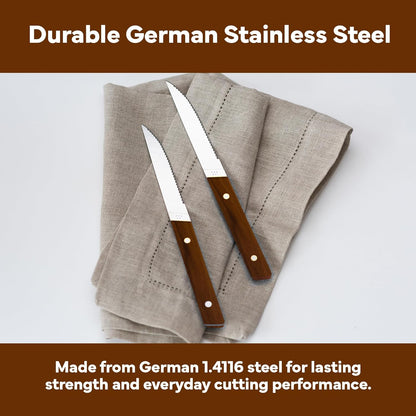 Misen Steak Knives Set of 4 - Precision Serrated Blades for Effortless Dining - Stainless Steel - Superior Cuts with Four Steak Knives Handles - Black