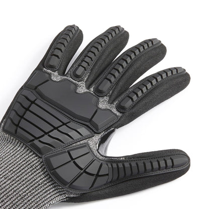 Amazon Basics Cut Level A2, Abrasion ANSI Level A4, Impact Protection Work Gloves, Touchscreen Compatible, 15G Sandy Nitrile Palm, Cut-Resistant, Pack of 100 Pairs, Black, Size XX-Small