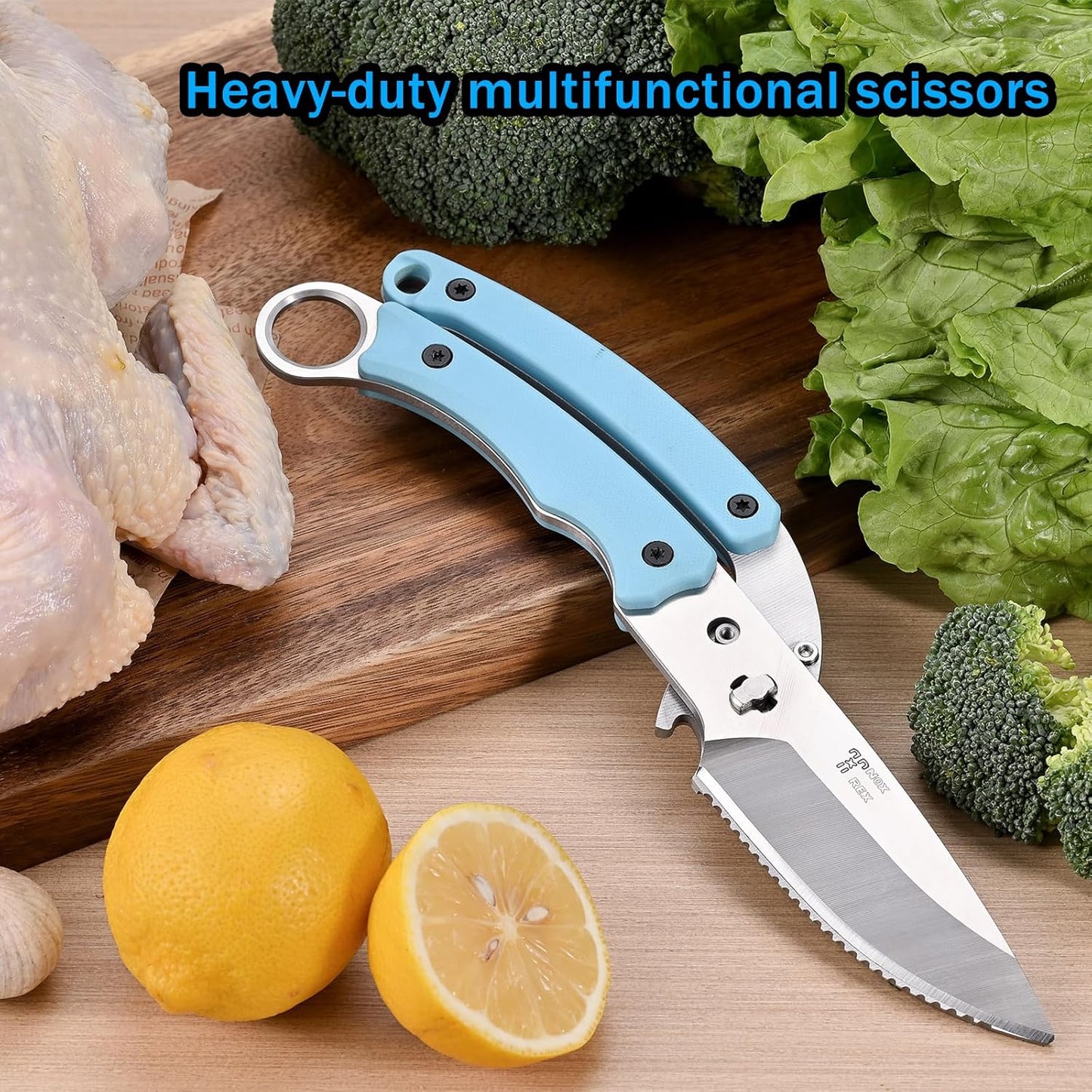 Heavy Duty Kitchen shears, all Purpose shears for food, Poultry Scissors, Stainless Steel Kitchen Scissors for camping, baking G10 Donut Pink