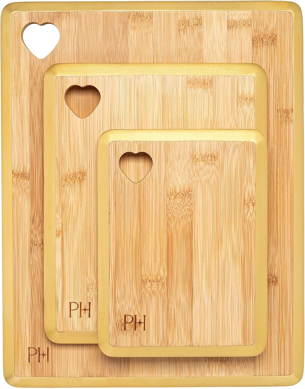 Paris Hilton Bamboo Cutting Board for Kitchen, Reversible Cutting Board and Cutlery Set with High Carbon Stainless Steel Knives and Blade Guards, Comfortable Handle Grips, 7-Piece Set, Gold and Pink