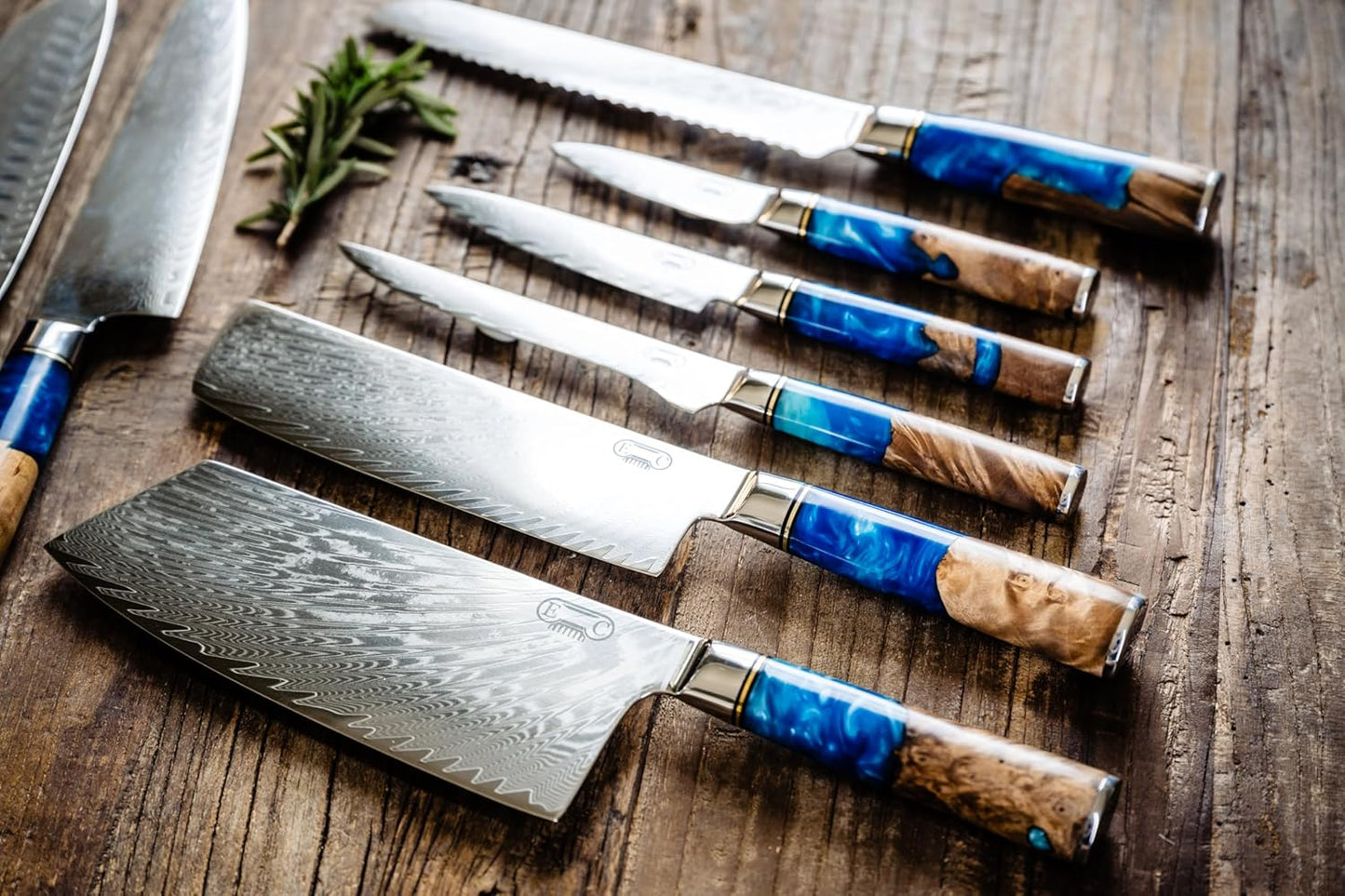 Tidal Blue - 7" Nakiri Knife - Damascus