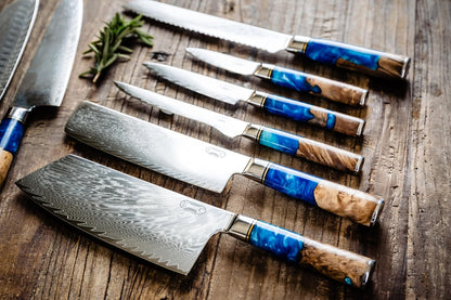 Tidal Blue - 7" Nakiri Knife - Damascus