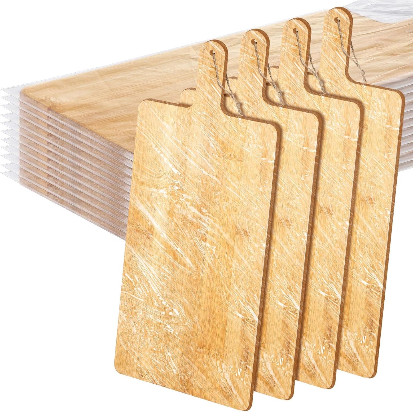 Patelai 12 Packs Wooden Cutting Board Set with Handles Large Kitchen Serving Plain Chopping Board Bulk Gifts for Mom for Vegetables Meat Pizza Cheese Fruit Bread(Acacia Wood,15 x 7 Inch)