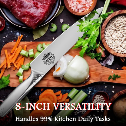 Fathers Day Dad Gifts from Son Daughter - Best Dad Ever Engraved 8 inch Chef Knife Present for Dad Birthday Father Day Kitchen Gadgets