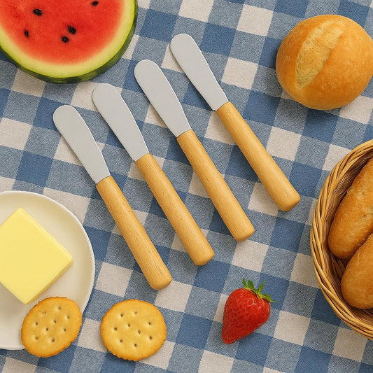 Butter Knives Set of 6, Wood Handle, Durable Stainless Steel Blade, Butter Knife for Smooth Spreading Butter Cream Cheese Jam, Ideal for Bagels, Sandwiches, Butter Knife Spreader 7 Inches