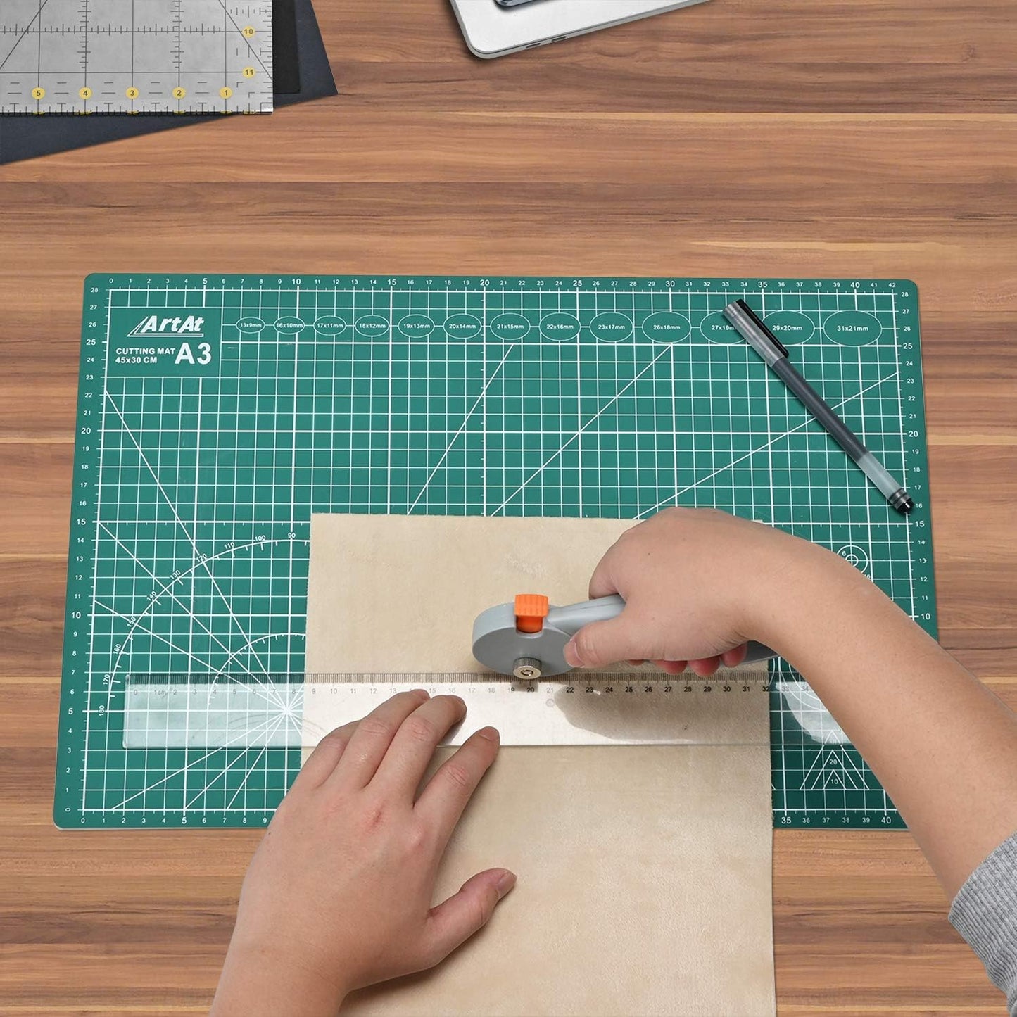 ArtAt Self Healing Cutting Mat: 12″x 18″ Black-Gray Eco-Craft Cutting Mat - 5-Layer Durable Anti-Blade-Wear Material for All Your Crafting Needs