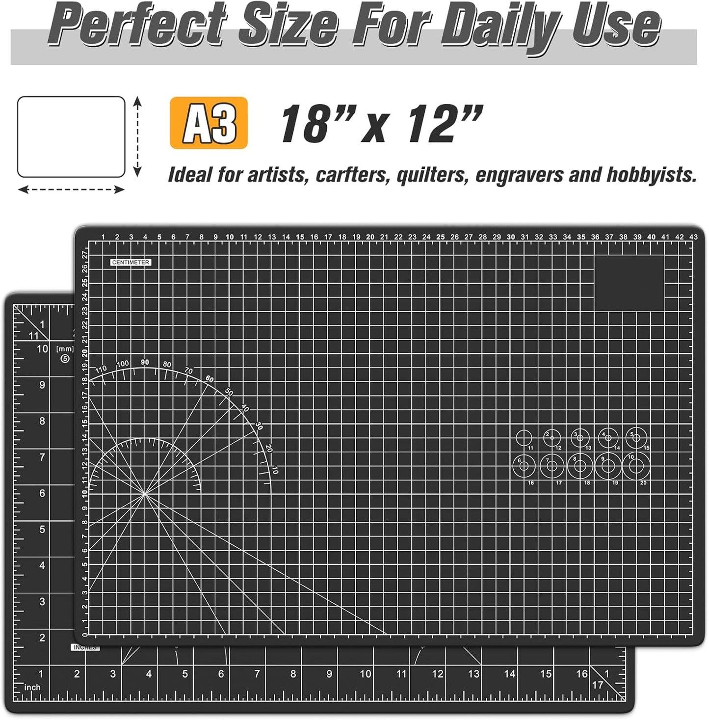 DIYSELF Cutting Mat 8in×6in, Self Healing Cutting Mat, A5 Rotary Cutting Mats for Crafts Sewing Hobby Fabric Project, 5-Ply Craft Cutting Board Double Sided, Craft Mat, Matting & Mounting Materials